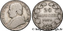 ITALIE - ÉTATS DU PAPE - PIE IX (Jean-Marie Mastai Ferretti) 20 Baiocchi an XX 1865 Rome