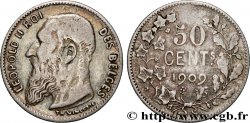 BELGIQUE 50 Centimes Léopold II légende en français 1909 