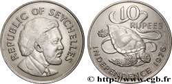 SEYCHELLES 10 Rupees Président Mancham / tortue 1976 