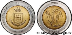 SAINT-MARIN 500 Lire emblème, la peur de la guerre nucléaire 1983 Rome - R