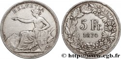 SUISSE 5 Francs Helvetia assise 1874 Berne