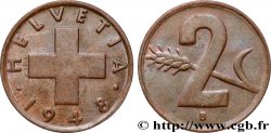 SWITZERLAND 2 Centimes (Rappen) croix suisse 1948 Berne