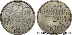 BELGIUM 500 Francs légende flamande 150e anniversaire de l’indépendance, portrait des 5 rois / carte de Belgique 1980 Bruxelles