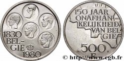 BELGIUM 500 Francs légende flamande 150e anniversaire de l’indépendance, portrait des 5 rois / carte de Belgique 1980 Bruxelles