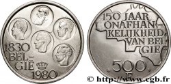 BÉLGICA 500 Francs légende flamande 150e anniversaire de l’indépendance, portrait des 5 rois / carte de Belgique 1980 Bruxelles