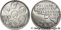 BELGIQUE 500 Francs légende flamande 150e anniversaire de l’indépendance, portrait des 5 rois / carte de Belgique 1980 Bruxelles