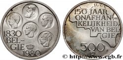BELGIEN 500 Francs légende flamande 150e anniversaire de l’indépendance, portrait des 5 rois / carte de Belgique 1980 Bruxelles