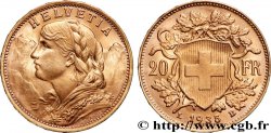 ORO, PALADIO Y PLATINO INVERSIÓN 20 Francs  Vreneli  1935 Berne