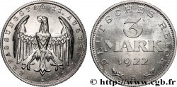 ALLEMAGNE 3 Mark Constitution de Weimar 1922 Berlin
