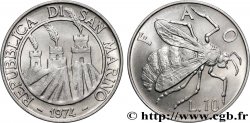 SAN MARINO 10 Lire 3 tours / abeille 1974 Rome