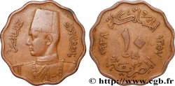 ÉGYPTE 10 Millièmes Roi Farouk Ier AH1357 1938 