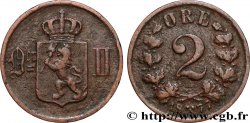 NORVÈGE 2 Ore Oscar II 1877 Kongsberg