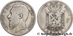 BELGIQUE 2 Francs Léopold II légende française 1867 Bruxelles