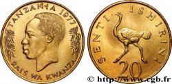 TANZANIA 20 Senti Julius Nyerere / autruche 1977 Llantrisant