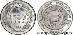 TURKEY 1500 Lira Proof Journée mondiale de l&nbsp;alimentation - FAO 1983 