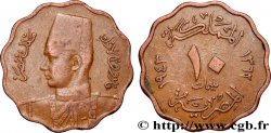 ÄGYPTEN 10 Millièmes Roi Farouk AH1362 1943 