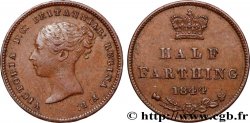 ROYAUME-UNI 1/2 Farthing Victoria “tête jeune” 1844 