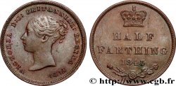 UNITED KINGDOM 1/2 Farthing Victoria “tête jeune” 1843 Londres AU 