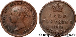 ROYAUME-UNI 1/2 Farthing Victoria “tête jeune” 1843 