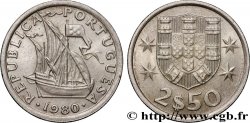 PORTUGAL 2 1/2 Escudos emblème / voilier 1980 Lisbonne