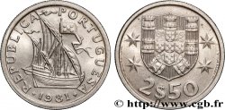 PORTUGAL 2 1/2 Escudos emblème / voilier 1980 Lisbonne