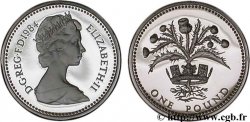 REGNO UNITO Piéfort 1 Livre Proof Elisabeth II / chardon écossais 1984 