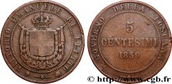 ITALY - TUSCANY 5 Centesimi Gouvernement de la Toscane, Victor Emmanuel, armes de Savoie 1859 Birmingham VF 