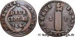 HAITI 2 Centimes faisceau, an 37 1840  VF 