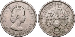 BRITISH CARIBBEAN TERRITORIES 50 Cents Elisabeth II 1955 Londres VF 