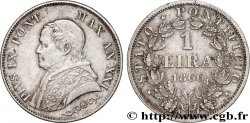 VATICAN ET ÉTATS PONTIFICAUX 1 Lira Pie IX type petit buste an XXI 1866 Rome