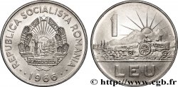 ROMANIA 1 Leu emblème / tracteur 1966 Bucarest
