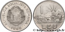 ROMANIA 1 Leu emblème / tracteur 1966 Bucarest