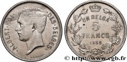 BELGIEN 5 Francs - 1 Belga Albert Ier légende Française 1932 Bruxelles SS 
