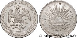 MEXICO 8 Reales Aigle / bonnet phrygien sur soleil surfrappe 1895/1 1892 Guanajuato - G°