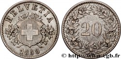 SUISSE 20 Centimes (Rappen) croix suisse 1859 Berne - B