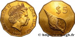 ÎLES COOK  5 Dollars Elisabeth II / Coquillage 2003 Canberra