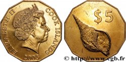 COOK ISLANDS 5 Dollars Elisabeth II / Coquillage 2003 Canberra
