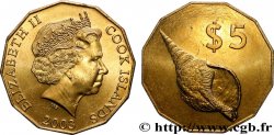 COOK ISLANDS 5 Dollars Elisabeth II / Coquillage 2003 Canberra