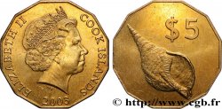 COOK ISLANDS 5 Dollars Elisabeth II / Coquillage 2003 Canberra