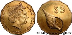 COOK ISLANDS 5 Dollars Elisabeth II / Coquillage 2003 Canberra