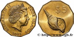 COOK INSELN 5 Dollars Elisabeth II / Coquillage 2003 Canberra