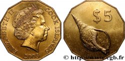 COOK ISLANDS 5 Dollars Elisabeth II / Coquillage 2003 Canberra