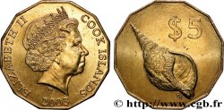 COOK ISLANDS 5 Dollars Elisabeth II / Coquillage 2003 Canberra