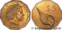 COOK ISLANDS 5 Dollars Elisabeth II / Coquillage 2003 Canberra