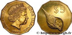 ÎLES COOK  5 Dollars Elisabeth II / Coquillage 2003 Canberra