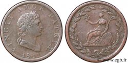 ROYAUME-UNI (TOKENS) 1/2 Penny Walshampton (Essex) Auguste “vincit amor patriae” / Britannia type à 14glands 1811  TB+ 