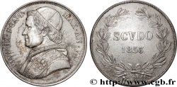 ITALIE - ÉTATS DU PAPE - PIE IX (Jean-Marie Mastai Ferretti) 1 Scudo an VIII 1853 Rome TTB+ 