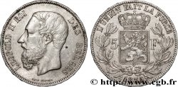 BELGIEN 5 Francs Léopold II 1875 