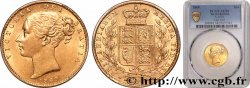 ROYAUME-UNI Souverain Victoria buste jeune / blason variété avec numéro de coin n°40 1869 Londres