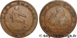 SPAIN 10 Centimos monnayage provisoire “ESPAÑA” assise / lion au bouclier 1870 Oeschger Mesdach & CO